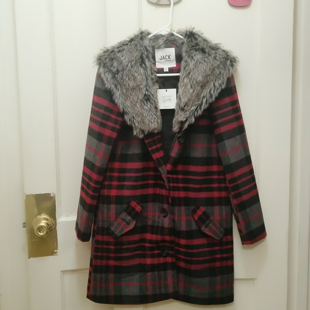 Maroon BB Dakota Pea Coat Warm and Chic; runs big